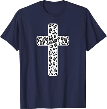 Leopard Print Christian Cross for Women or For Men T-Shirt