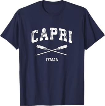 Capri Italy Vintage Nautical Crossed Oars T-Shirt