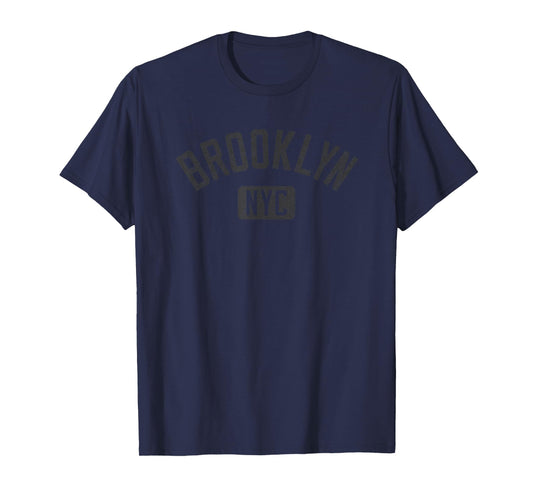 Brooklyn NYC Arched Text Distressed Black Print T-Shirt