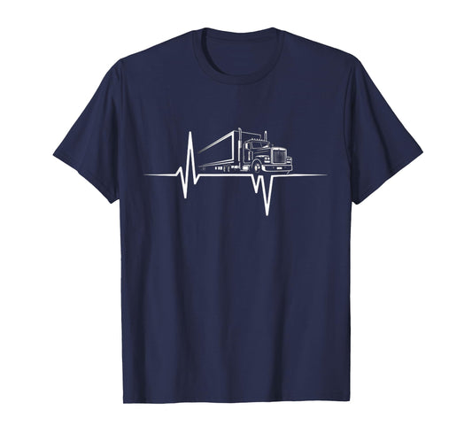 Trucker Heartbeat Big Rig Semi Truck Driver Shirt T-Shirt