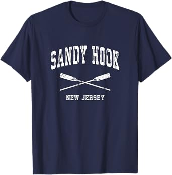 Sandy Hook New Jersey Vintage Nautical Crossed Oars T-Shirt