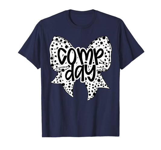 Comp Day Dalmation Coquette Bow Competition Day Cheerleading T-Shirt