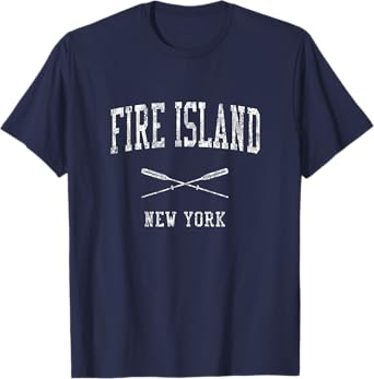 Fire Island New York NY Vintage Nautical Sports Design Tee T-Shirt