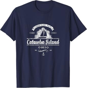 Catawba Island OH Sailboat T-Shirt Vintage Nautical Tee T-Shirt