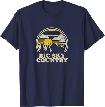 Big Sky Country Montana T Shirt Vintage Hiking Mountains Tee T-Shirt