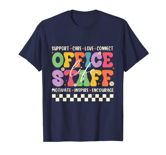 Retro Groovy Office Staff Life Flowers Back To School T-Shirt