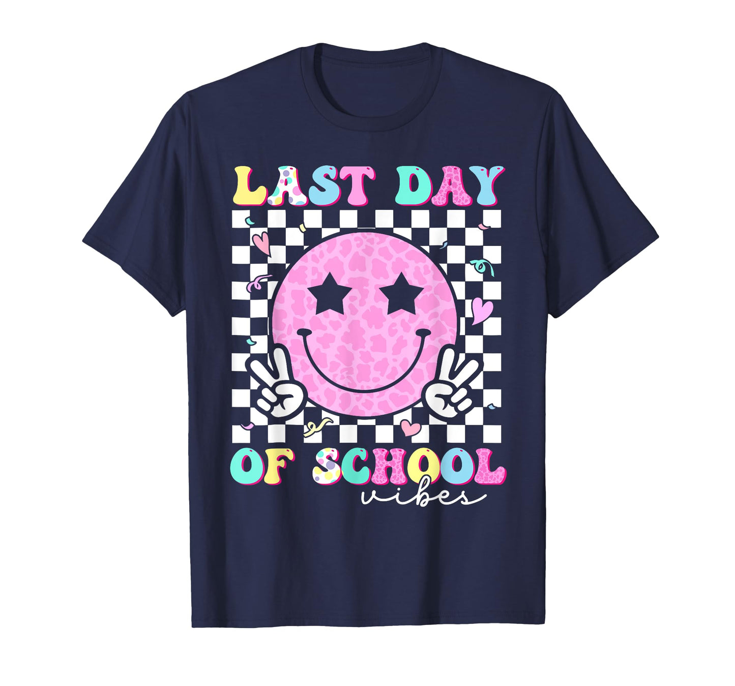 Last Day of School Vibes Teacher Student Groovy Graduation T-Shirt