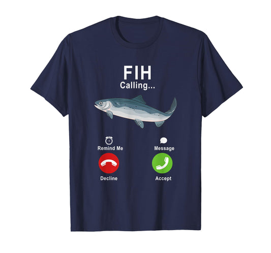 Fih Calling Remind Me Message Decline Accept Phone Call Fish T-Shirt