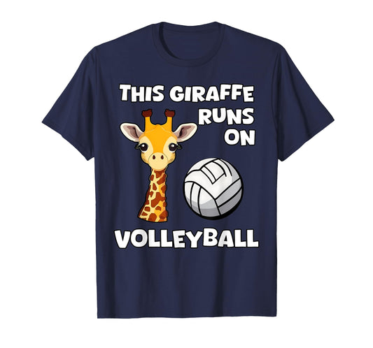 This Giraffe Runs On Volleyball Fun Giraffe Wildlife T-Shirt
