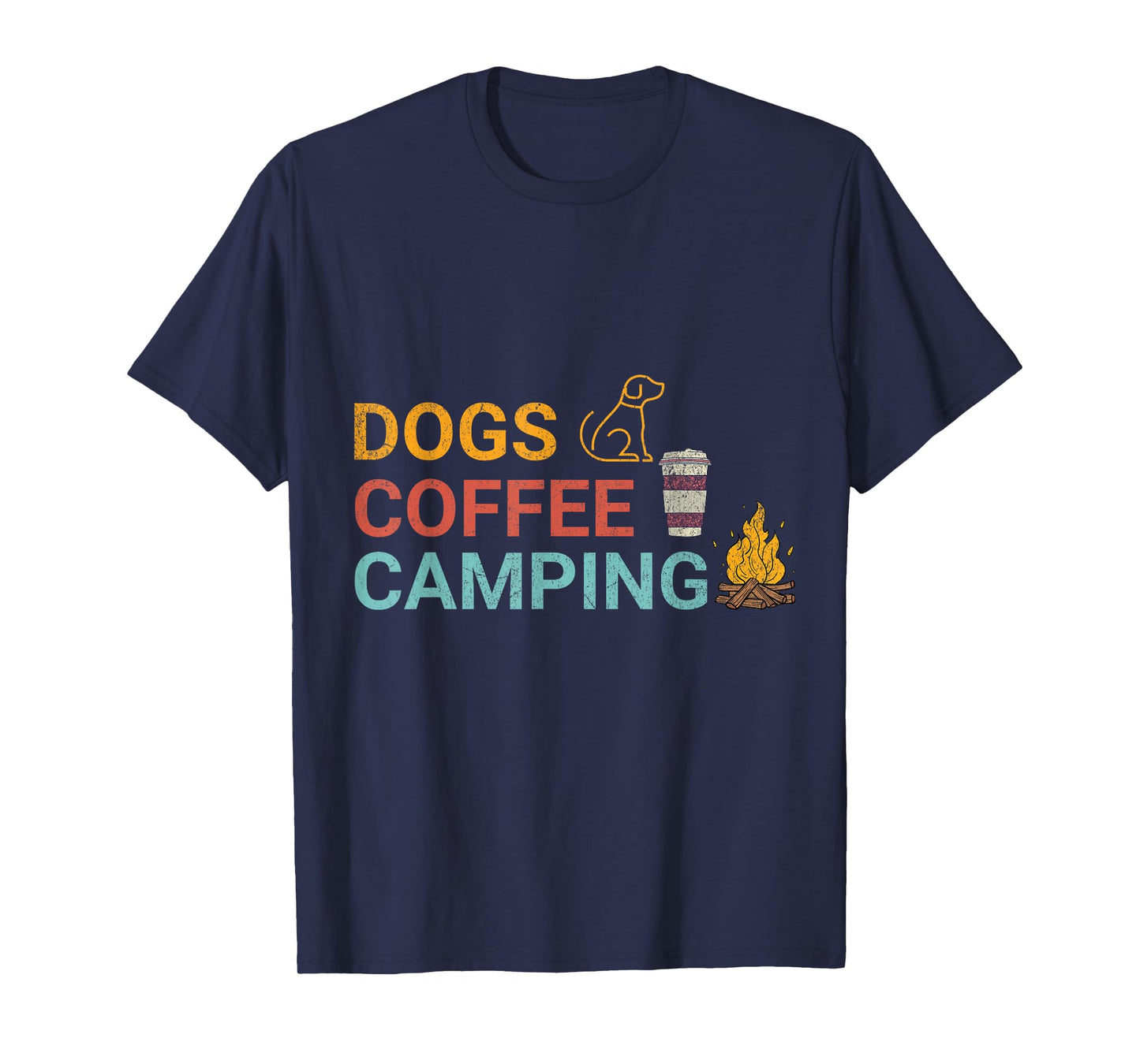 Dogs Coffee Camping Lovers Outdoors Adventure Fun T-Shirt