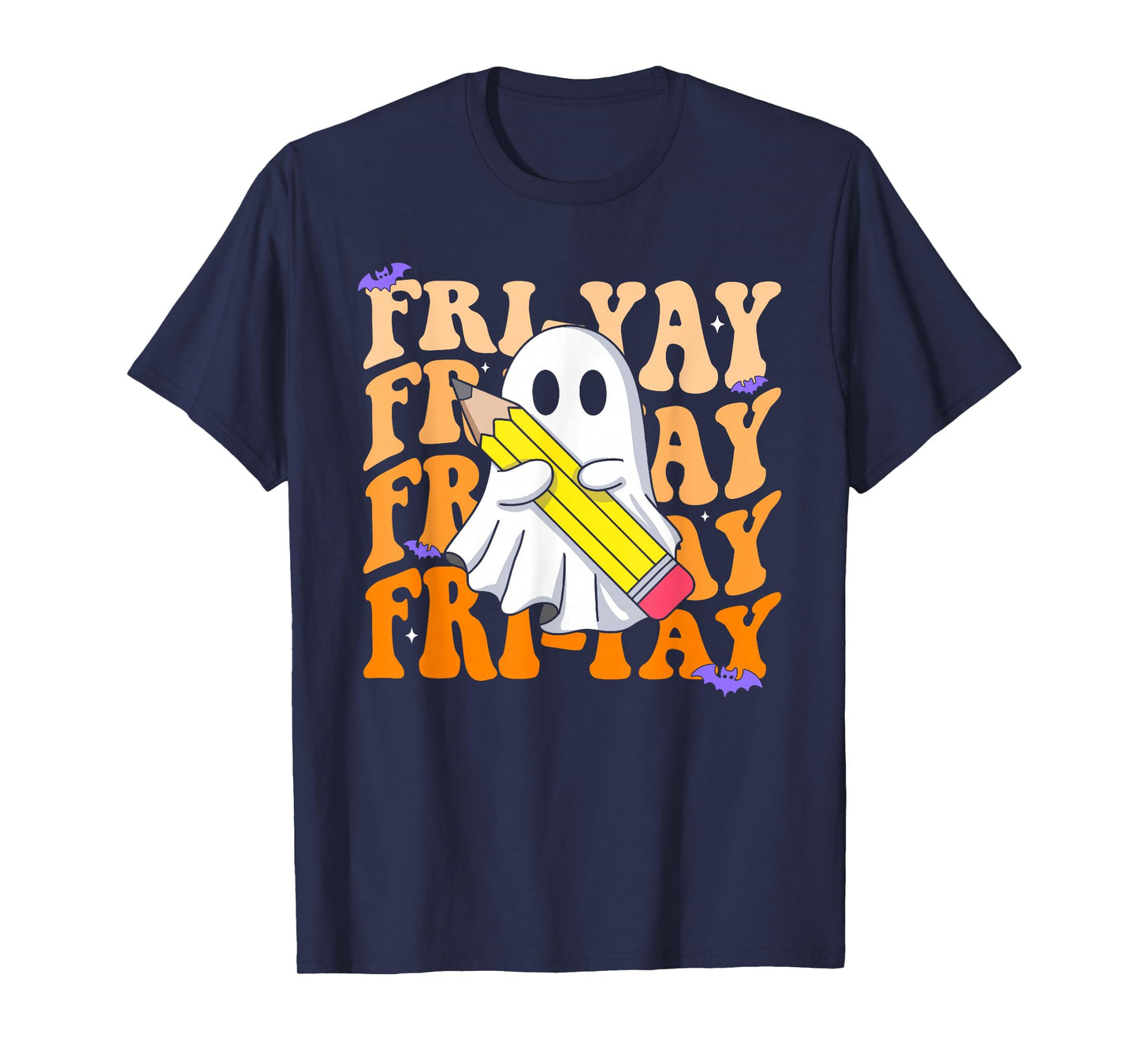 Happy Fri-Yay Friday Lovers Groovy Teacher Life Halloween T-Shirt