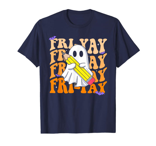 Happy Fri-Yay Friday Lovers Groovy Teacher Life Halloween T-Shirt