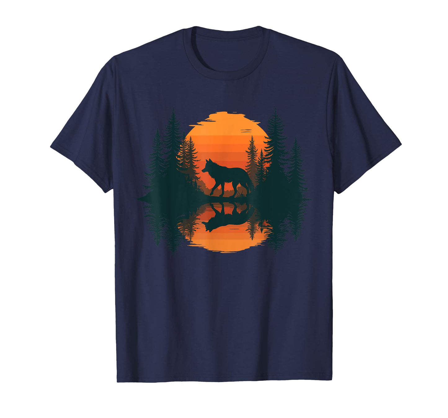 Graphic Tee Wolf Reflection Forest Nature Wildlife Outdoor T-Shirt