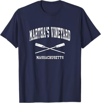 Martha's Vineyard Massachusetts Vintage Nautical Crossed Oar T-Shirt