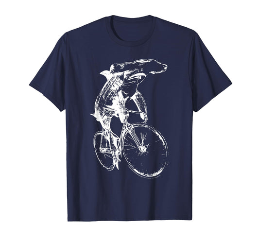 Hammerhead Sharks Riding Bicycle Retro Cycling Biking Biker T-Shirt