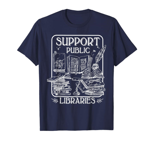 Groovy Support Your Local Library Book Reader Lover Bookworm T-Shirt