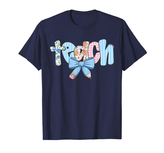Teacher Shirt Women Teach Teaching Teacher Life Coquette Bow T-Shirt