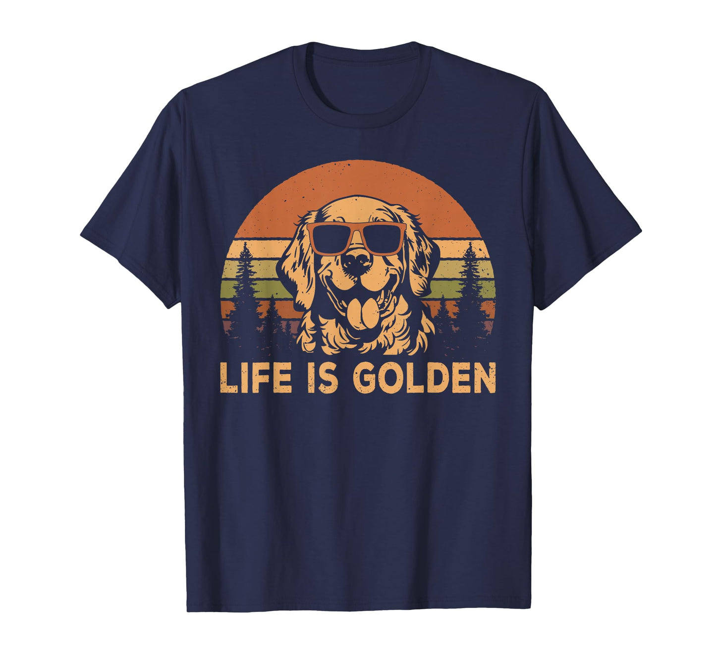 Vintage Golden Retriever Dog Life Is Golden Funny Dog T-Shirt