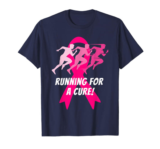 Running for a Cure Pink Ribbon Breast Cancer T-Shirt