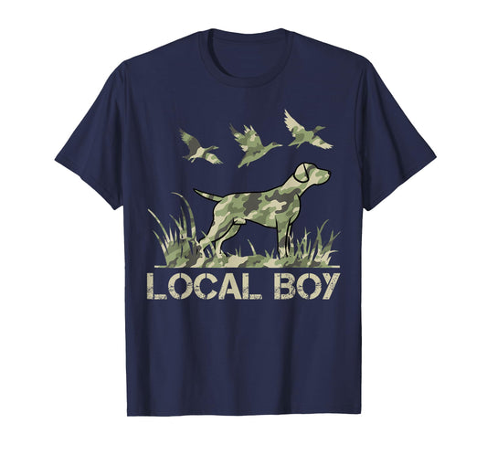 Retro Southern Boy Camouflage Hunting Dog Camo Duck Hunter T-Shirt