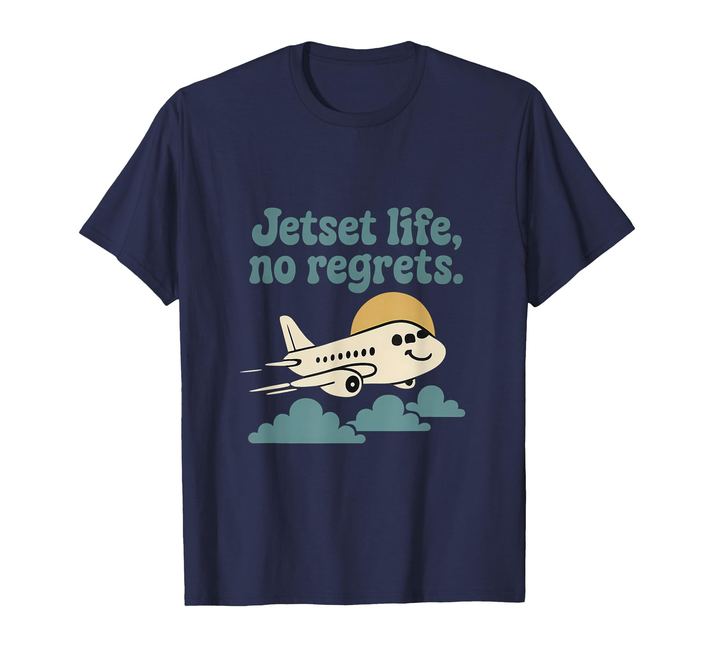 Jetset Life No Regrets Travel Adventure Graphic T-Shirt