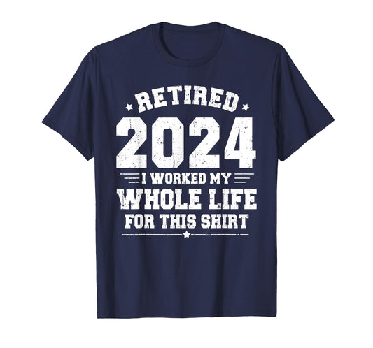 Retired 2024 Retirement Men Women Humor Funny Retirement T-Shirt