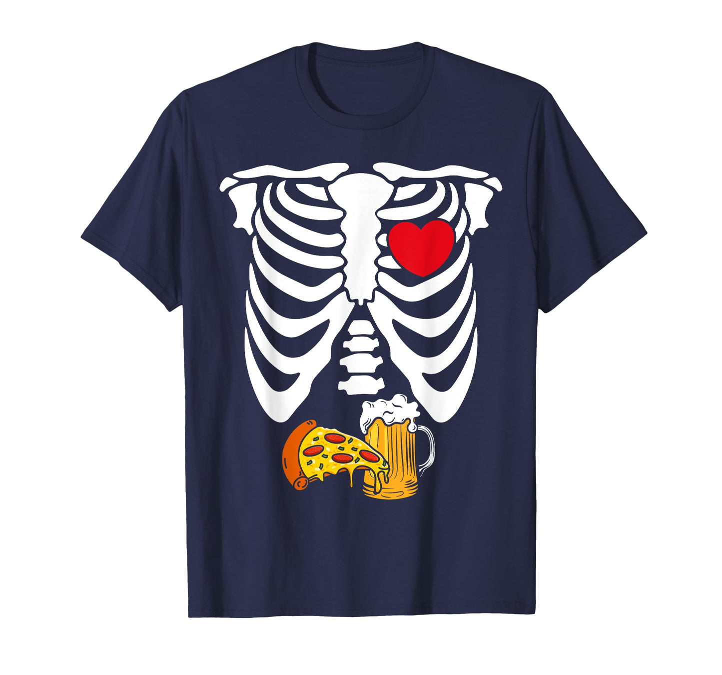 Pizza Heart Skeleton Rib Cage Halloween Costumes Men Women T-Shirt