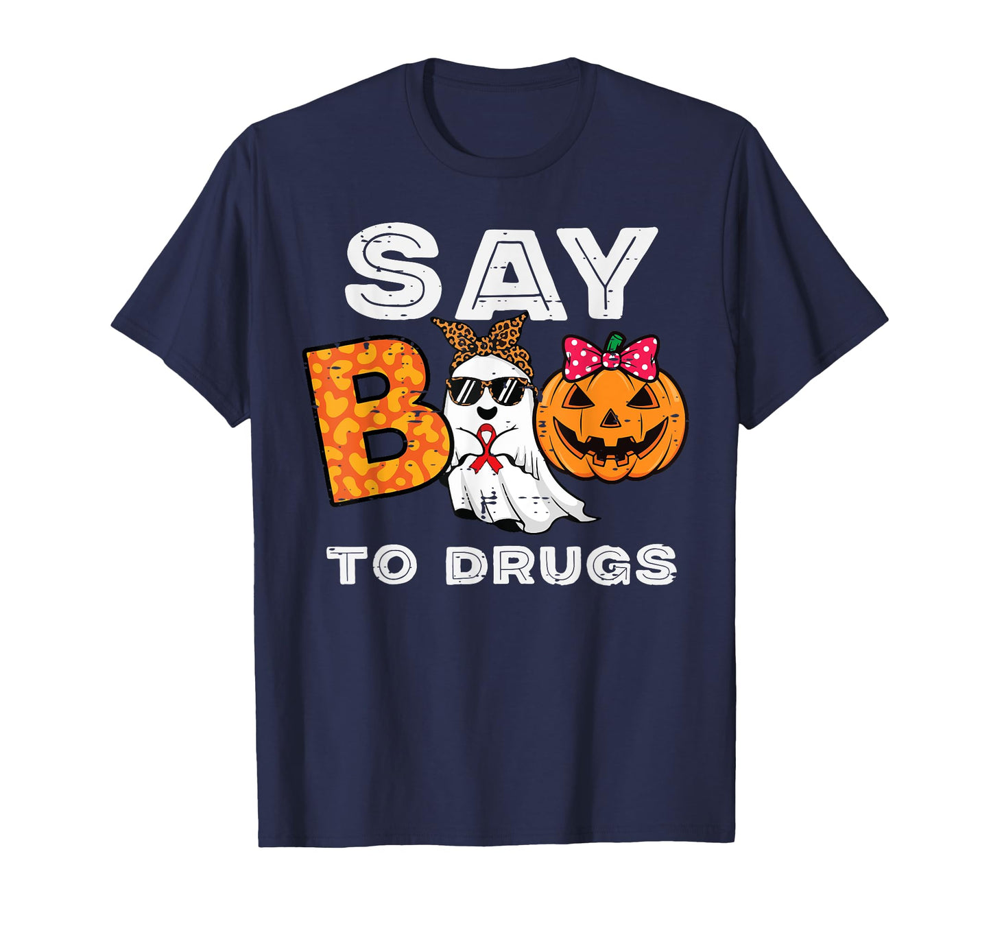 Red Ribbon Week Ghost Say Boo to Pumpkin Women Girls Kids T-Shirt