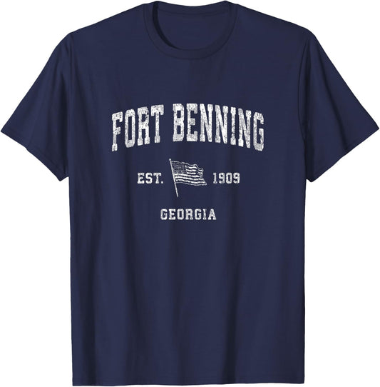 Fort Benning Georgia GA T-Shirt Vintage US Flag Sports Tee T-Shirt