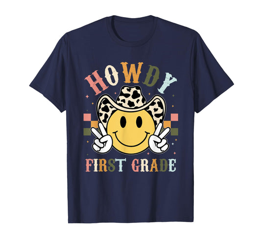 1st Grade Teacher Rodeo Country Western Howdy First Grade Men Women Kids T-Shirt