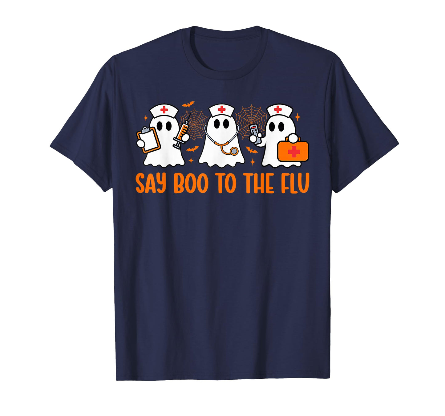 Funny Nurse Ghost Halloween Vaccine Say Boo to The Flu T-Shirt
