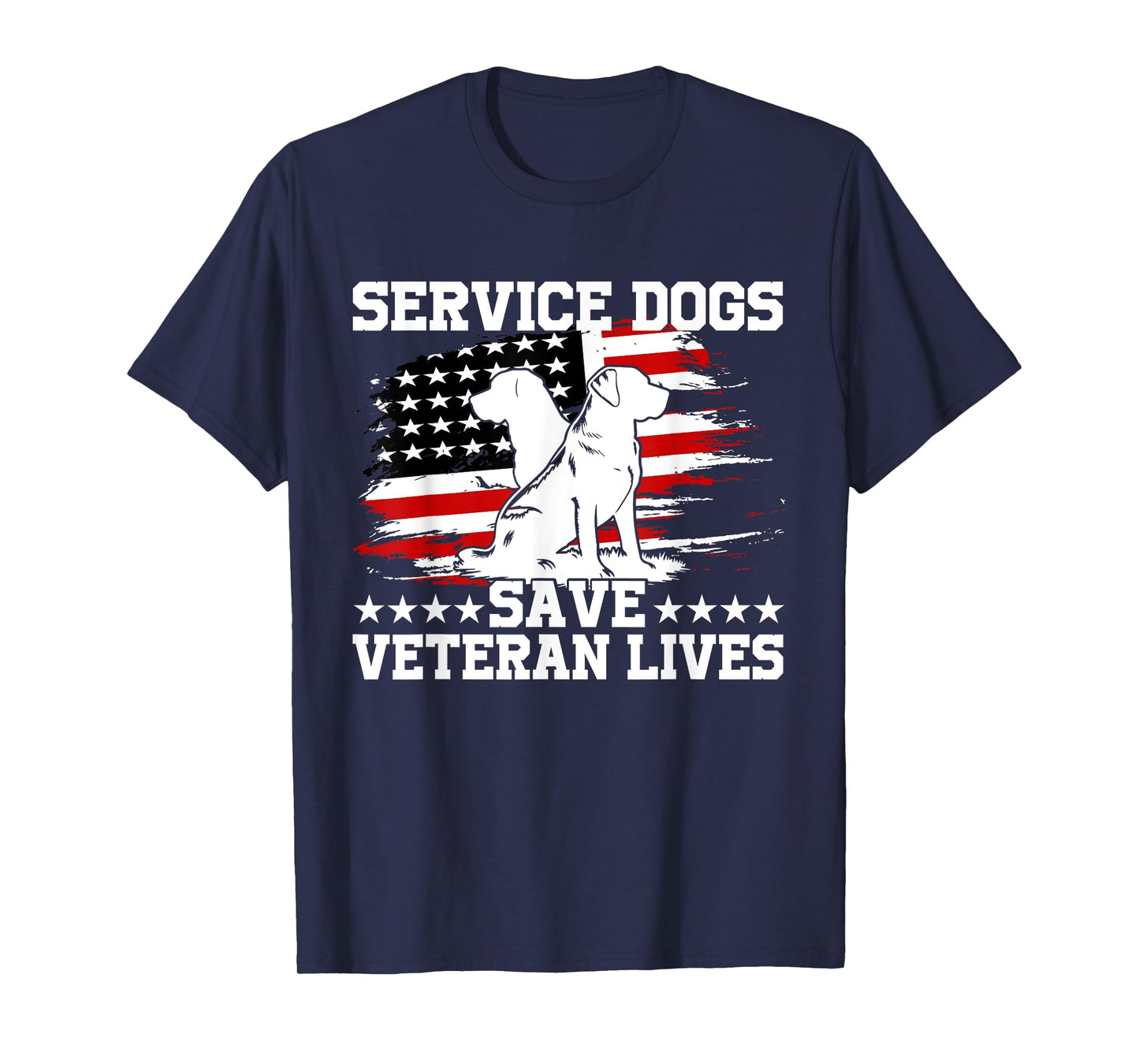 Service Dogs Save Veteran Lives American Flag Veterans Day T-Shirt