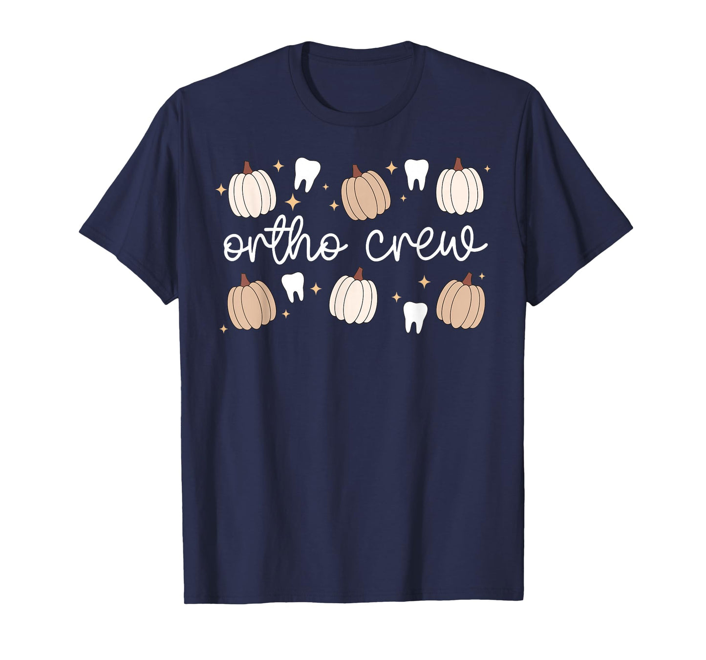 Retro Ortho Crew Tooth Pumpkin Fall Orthodontic Halloween T-Shirt