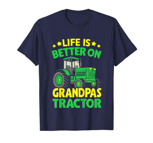 Kids Farmer Funny Tractor Boy On Grandpas Tractor T-Shirt