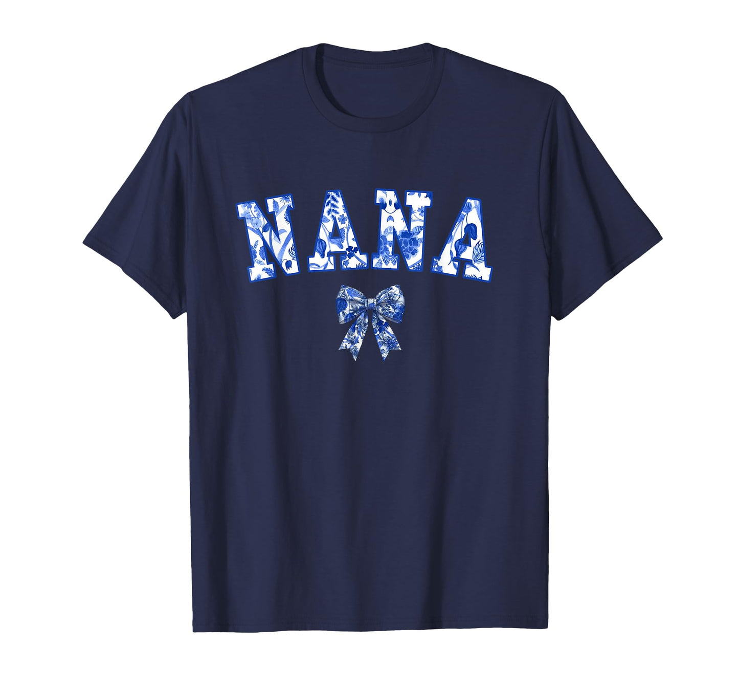 Nana Coquette Toile Blue Bow Floral Family Matching T-Shirt