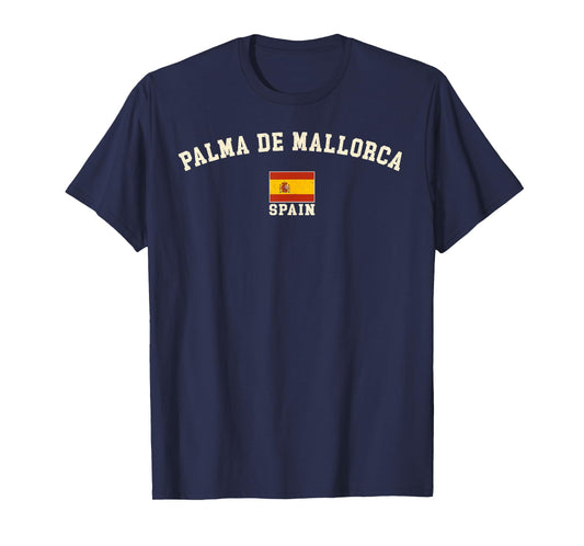 Vintage Palma De Mallorca Spain Spanish Flag Souvenir Retro T-Shirt