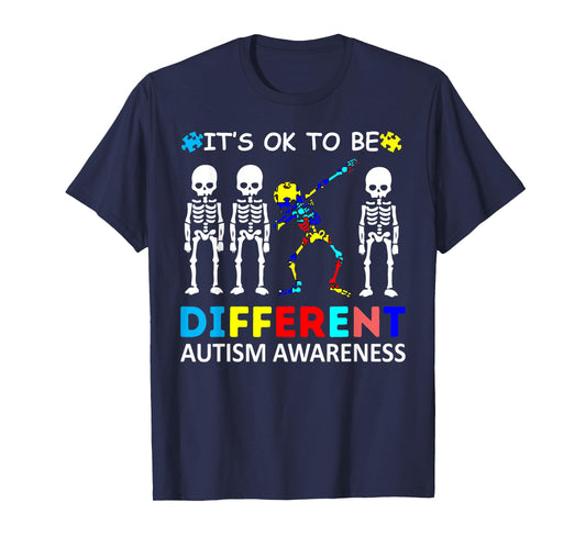 Autism Awareness Its Ok To Be Different Acceptance skeleton T-Shirt