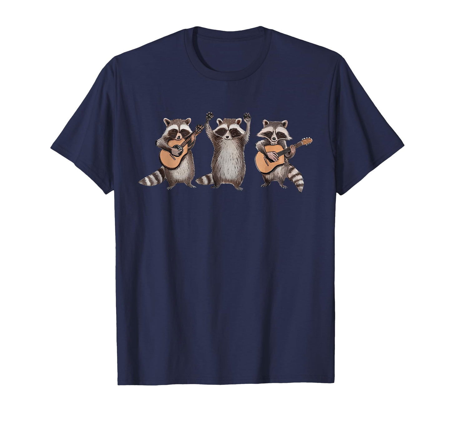 Raccoon Music Band Electric Acoustic Guitar Racoons T-Shirt