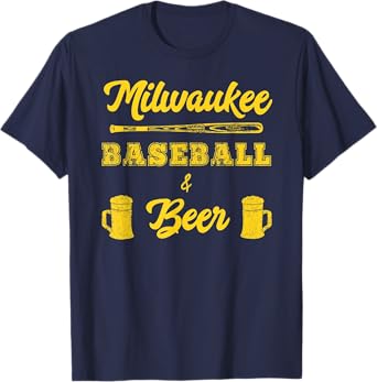 Classic Milwaukee Baseball & Beer Fan Retro T-Shirt