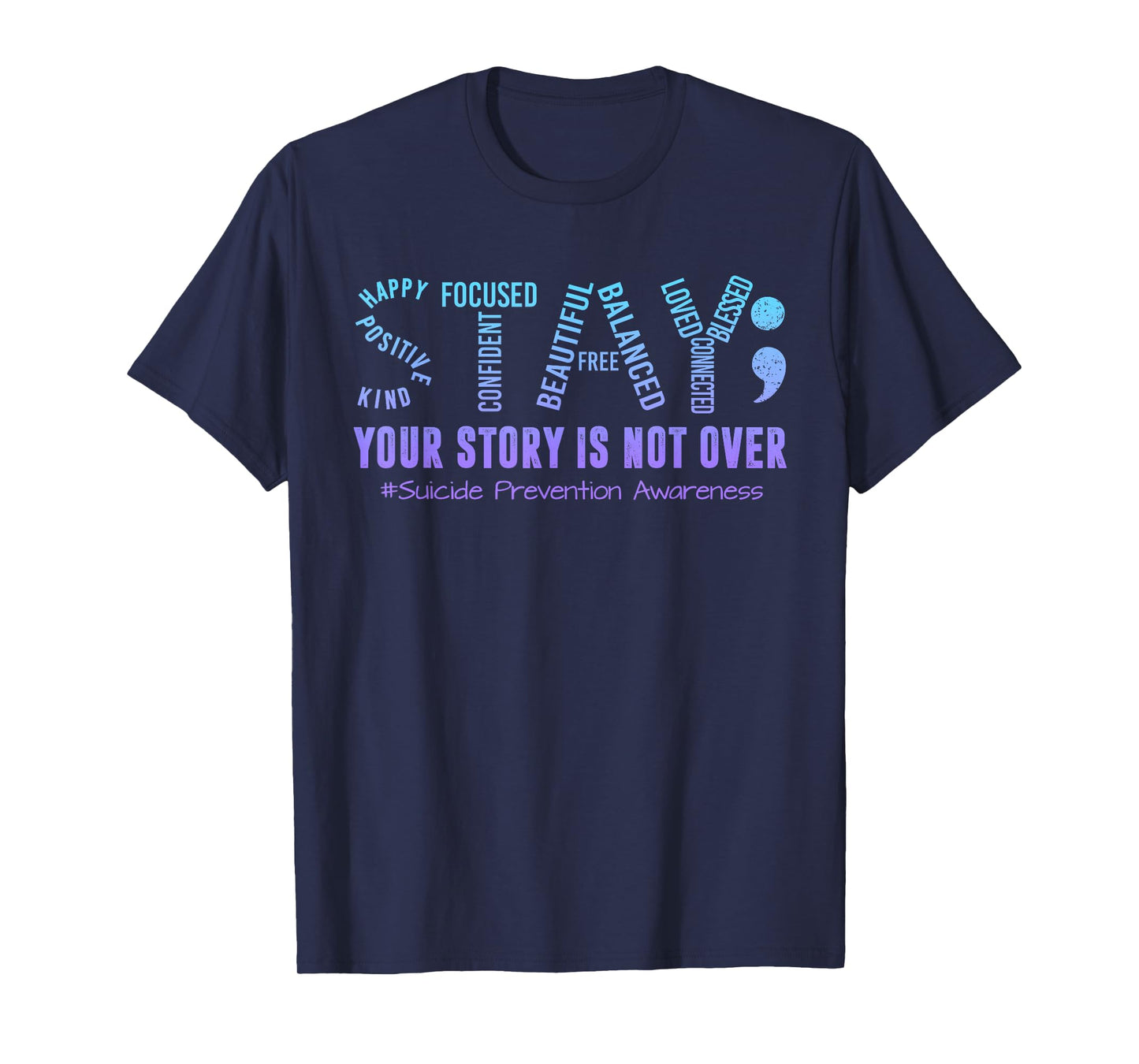 Stay Suicide Prevention Awareness Month Teal & Purple Ribbon T-Shirt
