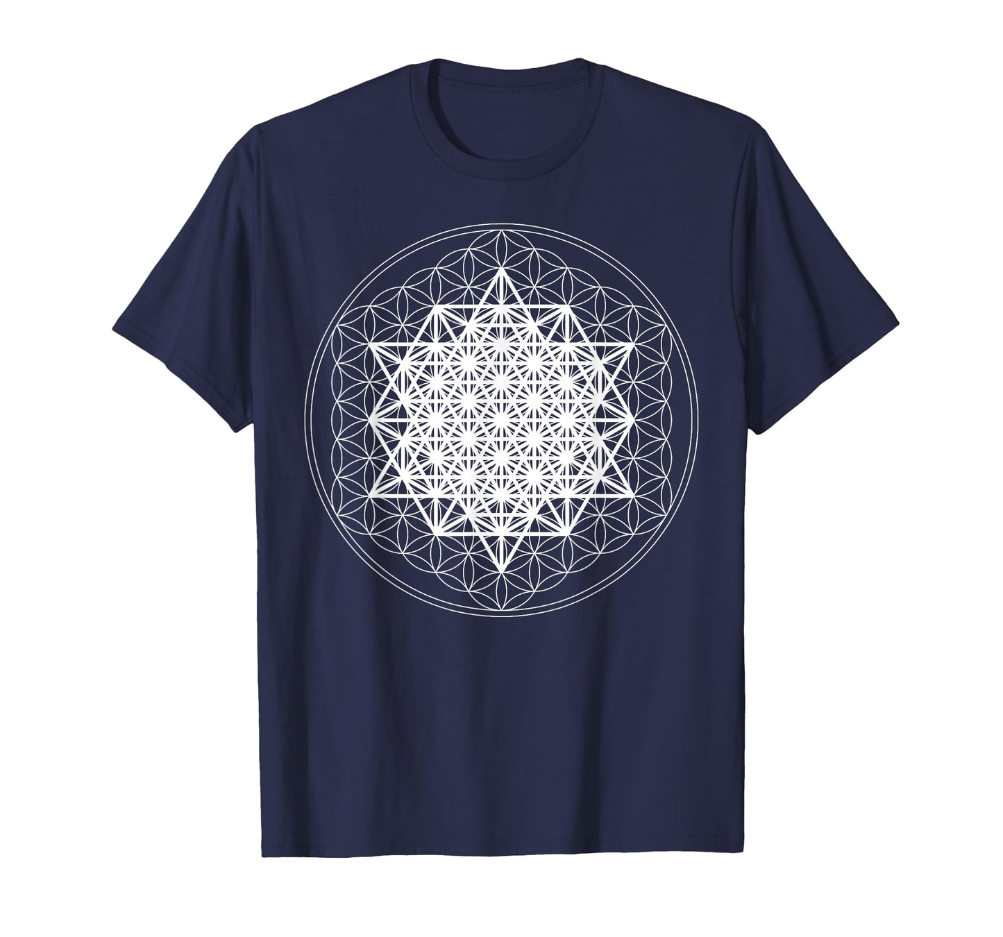64 Tetrahedron White Sacred Geometry Flower of Life Divine T-Shirt