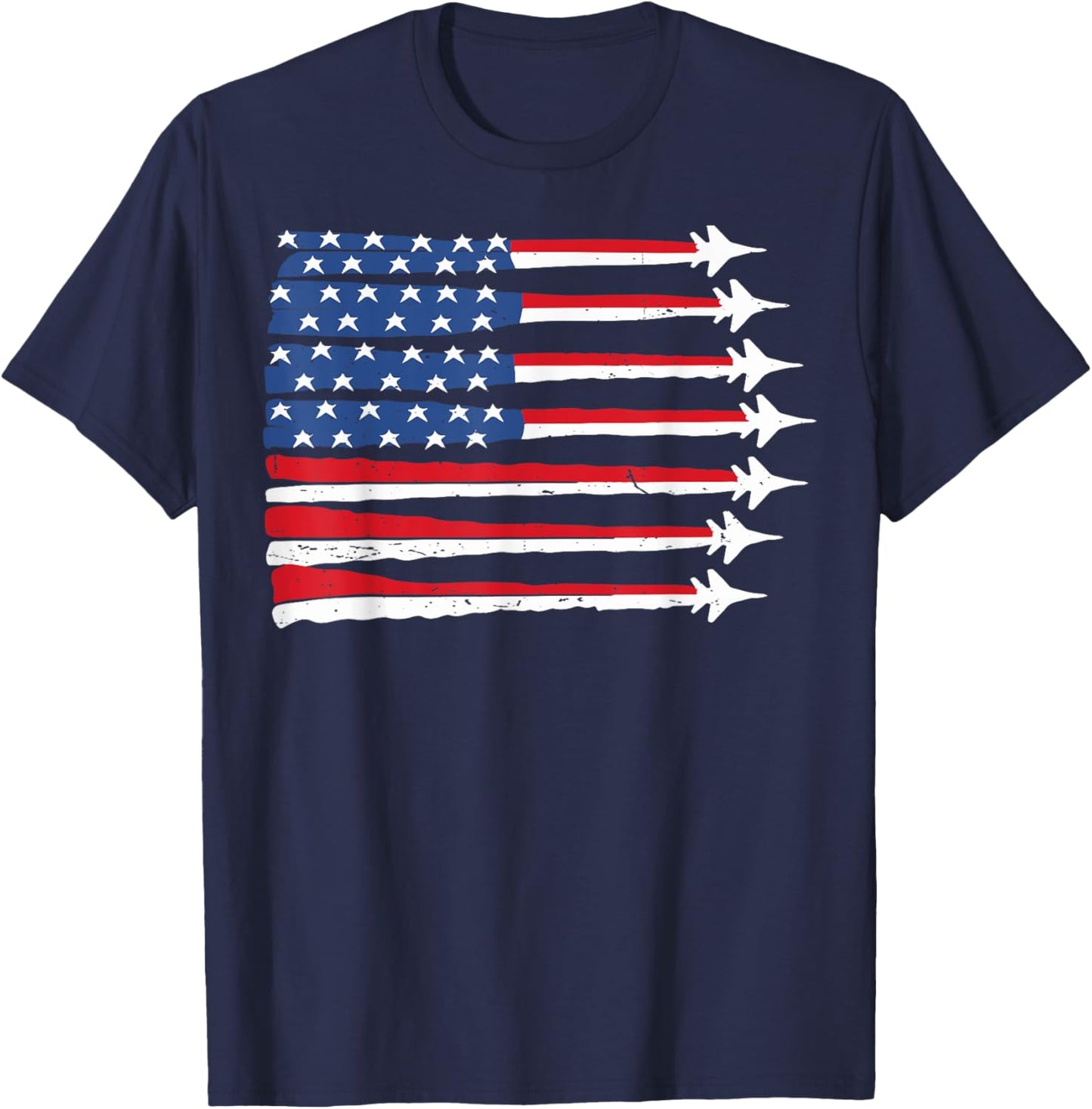 Patriotic USA Flag Fighter Jet 4th July Boy Red White & Blue T-Shirt