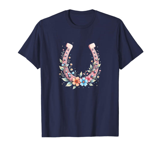 Horseshoe with Flowers, Horse Girl T-Shirt