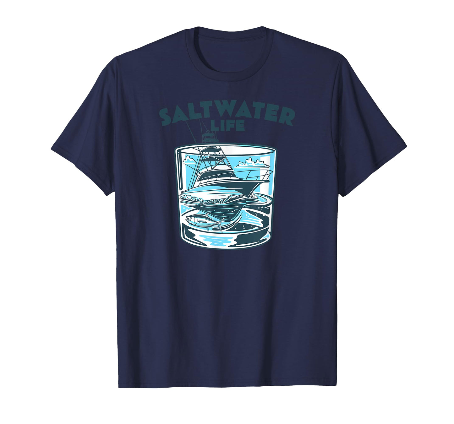 Saltwater Fishing Saltwater Life Glasses and Waves High Seas T-Shirt