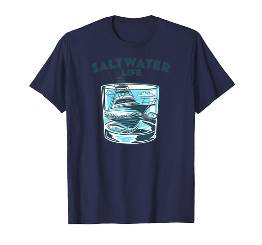 Saltwater Fishing Saltwater Life Glasses and Waves High Seas T-Shirt