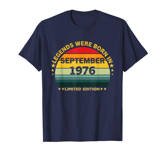 Vintage 49th Birthday Legends Were Born In September 1976 T-Shirt