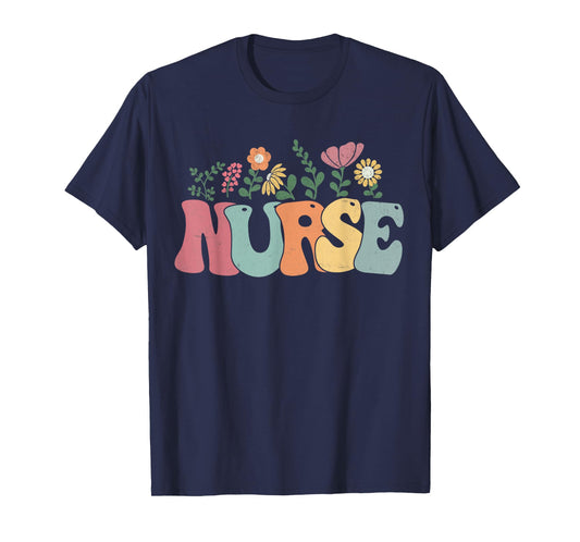 Women Vintage Nurse Flower Retro Nursing Nurse Life T-Shirt