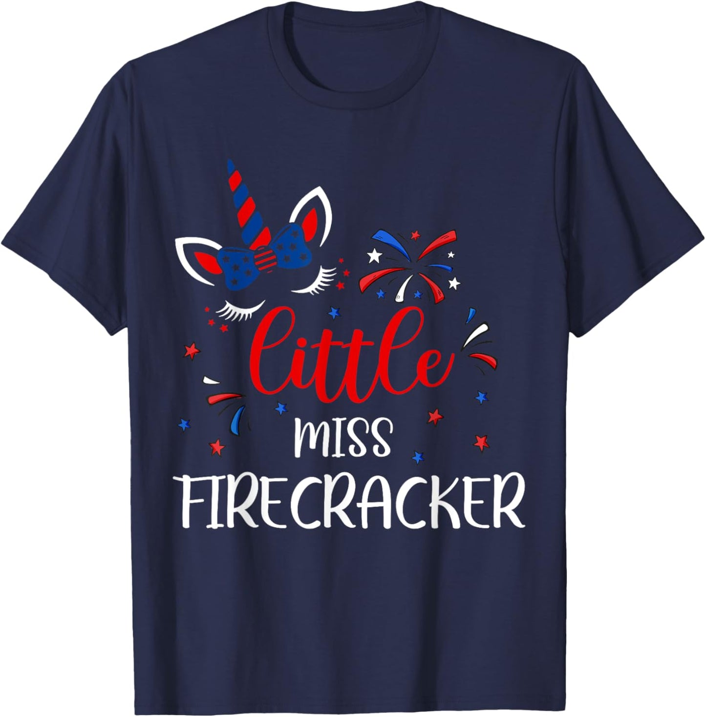 Girl Little Miss Firecracker American Flag USA Teen Toddler T-Shirt