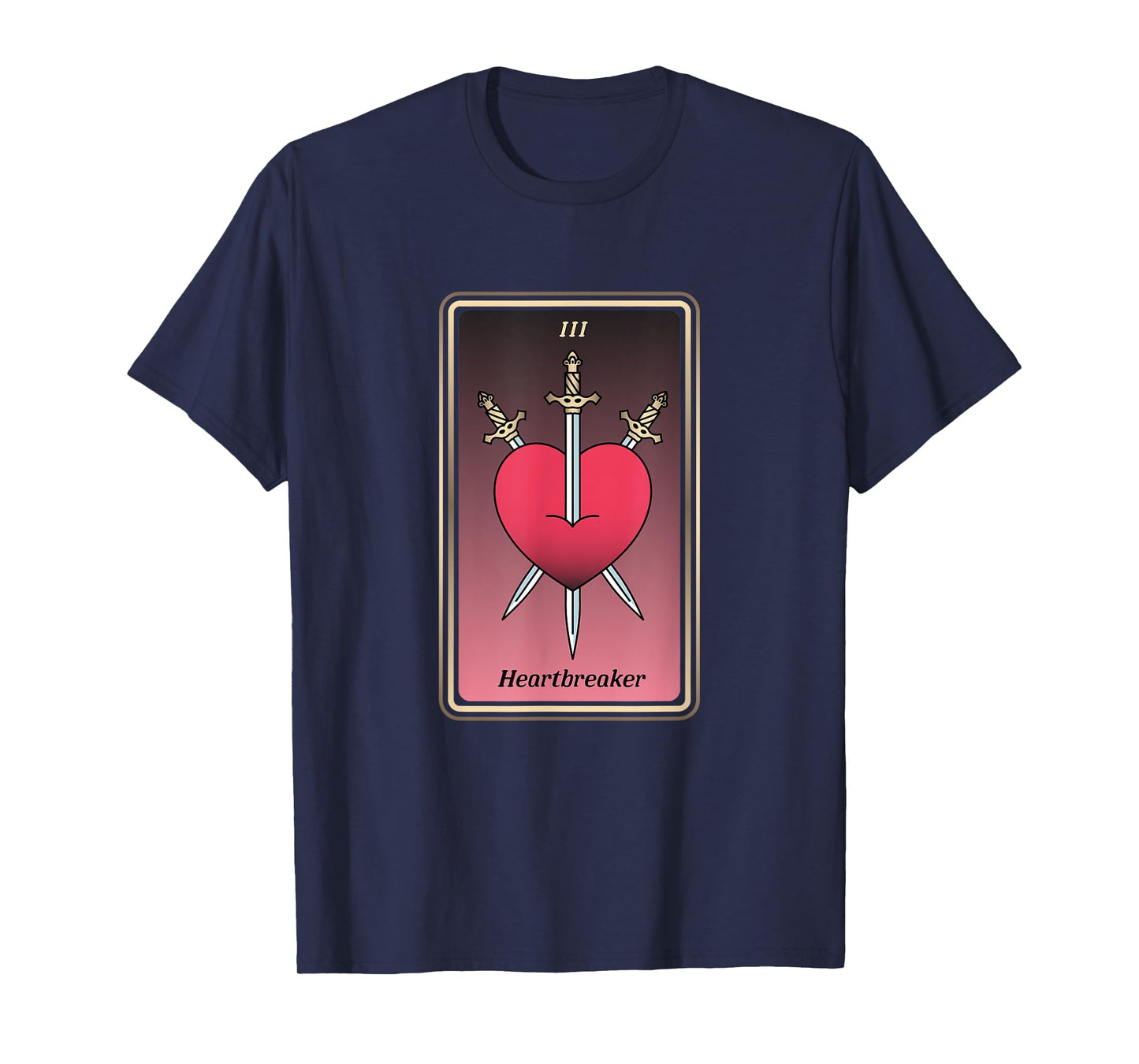 Anti-Valentine Tarot Card Heartbreaker Three Of Swords T-Shirt