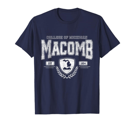 Macomb Arch Retro University Athletic Sports Tee Men Women T-Shirt